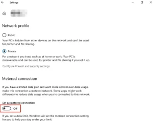 Turn on a Metered Connection
